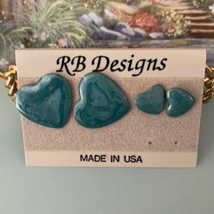Vintage RB Designs Heart Earrings Set